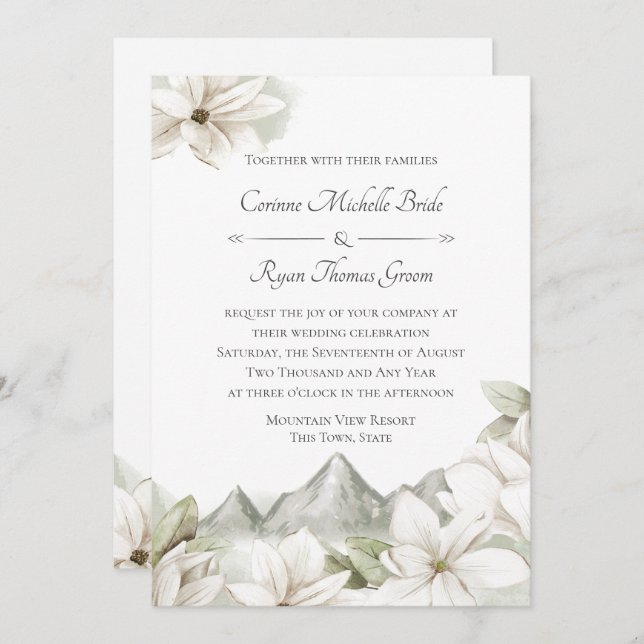 Convites Montanha Floral Wedding (Frente/Verso)