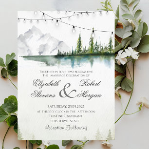 Convites Montanha, Floresta, Lago, Luzes de Natal Casamento