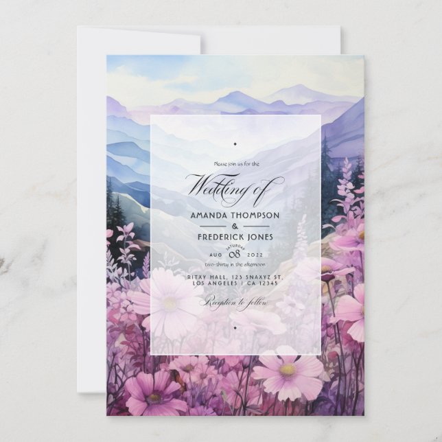 Convites Montanha Mauve Floral Wedding (Frente)