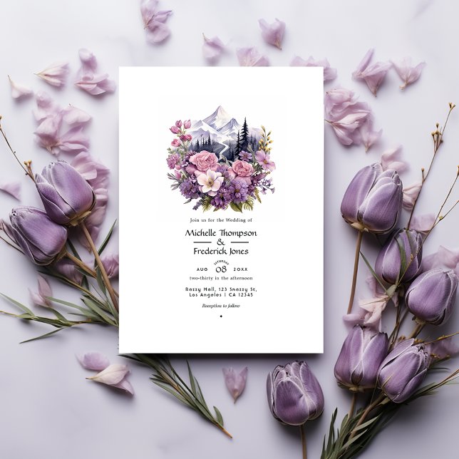 Convites Montanha Mauve Floral Wedding (Criador carregado)