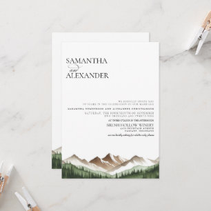 Convites Montanha Mínima com Casamento Detalhado