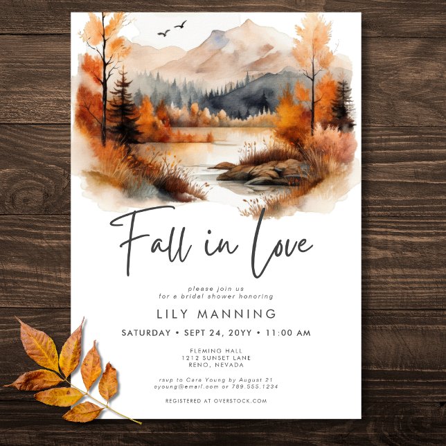 Convites Montanha Rústica Cai No Chá de panela De Amor (Rustic Fall Mountain Fall In Love Bridal Shower Invitation)