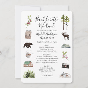 Convites Montanha Woods Bachelorette Weekend Itinerary Invi