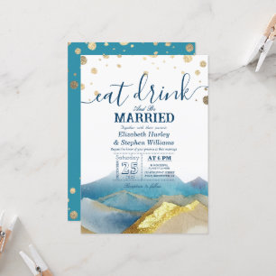 Convites Montanhas Blue Gold COMA Beba & Case-se Casamento