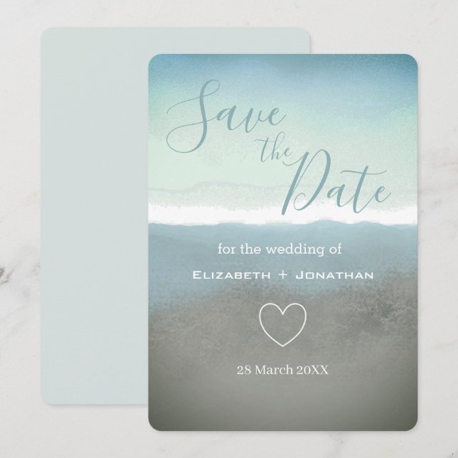 Convites Montanhas de fenda azul salvam a data (Frente/Verso)