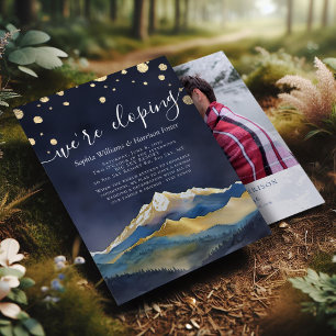 Convites Montanhas Douradas de Aquarela Elopemento Fotográf