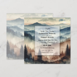 Convites Montanhas Dusty Blue e Mocha Brown Casamento
