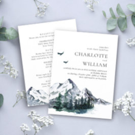 Convites Montanhas Elegante Casamento Florestal Tudo em Um