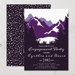 Convites Montanhas roxas coníferas festa de noivado de casa