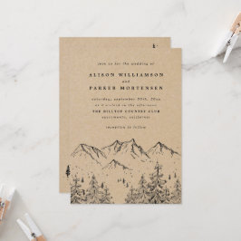 Convites Montanhas Rustic Kraft & Pines Foto de Casamento
