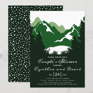 Convites Montanhas verdes, coníferas casais de casamento c