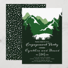 Convites Montanhas verdes, coníferas festa de noivado de ca