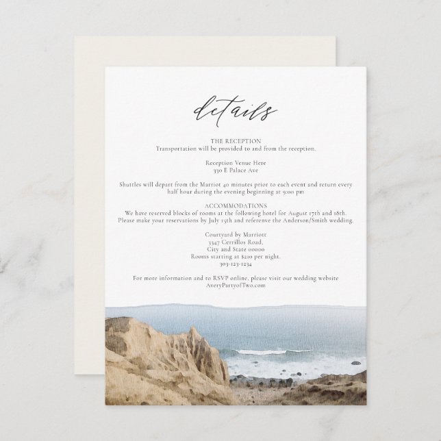 Convites MONTAUK BEACH New York Ocean Detalhes Inserir Cart (Frente/Verso)