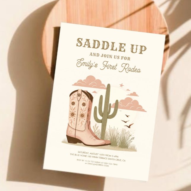 Convites Monte no Selvagem Cactus Girl Western  (Criador carregado)
