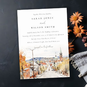 Convites Montpelier City Scape Vermont Watercolor Casamento