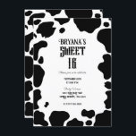 Convites Moo Cow Spots Impressão Black & White Rustic Sweet<br><div class="desc">Convite de aniversário de vaca.</div>