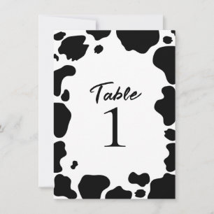 Convites Moo Cow Spots Impressão Black White Table Number