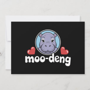 Convites Moo Deng Bouncy Pig na Foto Tailandesa Bebê Hipopó