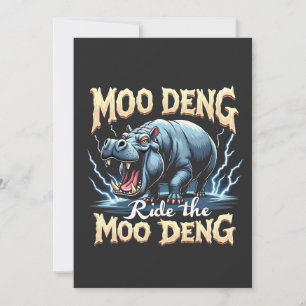 Convites Moo Deng Ride the Moo Deng Funny Hippo