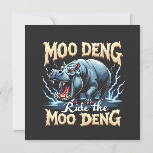Convites Moo Deng Ride the Moo Deng Funny Hippo
