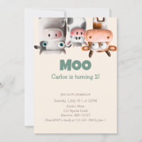 Moo Eu sou Duas Vacas Bonitas Segundo Aniversário