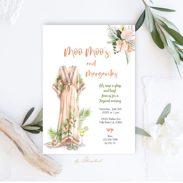 Convites Moo Moo e Margaritas Tropical Party (Criador carregado)