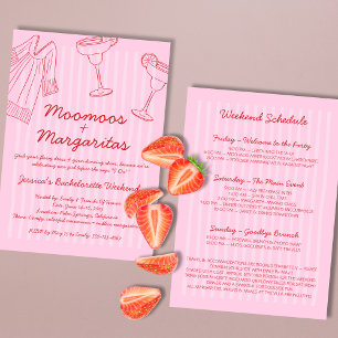 Convites Moo Moos & Margaritas - Bachelorette Rosa e Vermel