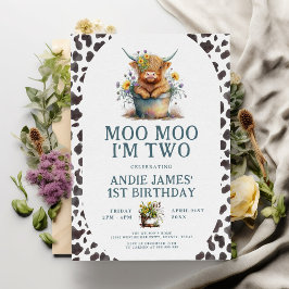 Convites Moo, sou dois segundos aniversários de Impressão d