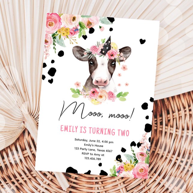 Convites Moo Vinha Fazenda Animais Segunda Festa de anivers (Criador carregado)