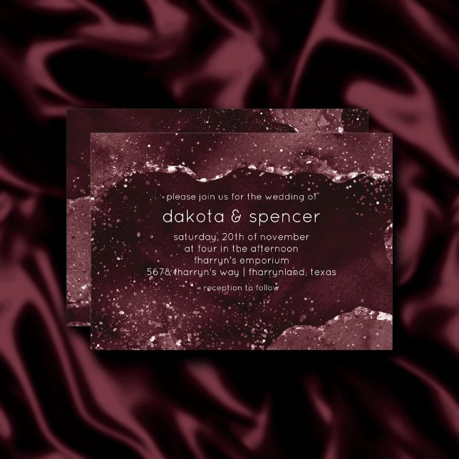Convites Moody Agate | Vinho Bordéus Sangria Merlot Maroon (Criador carregado)