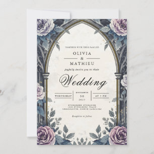 Convites Moody Arch Floral Romance Wedding