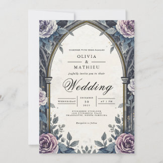 Convites Moody Arch Floral Romance Wedding