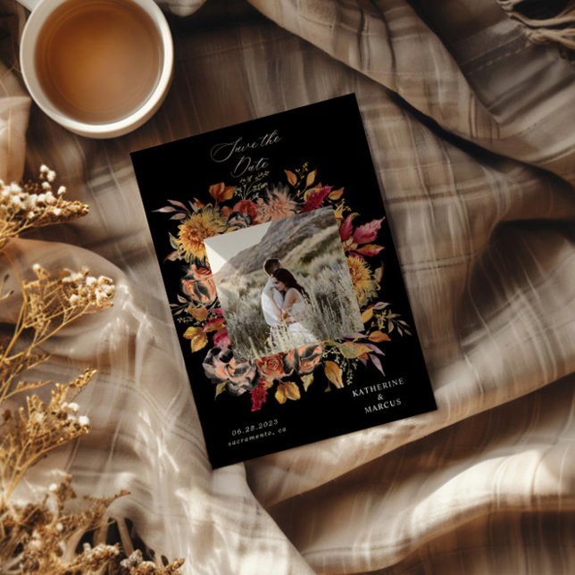 Convites Moody Autumn Elegant Floral Salvar a Data (Criador carregado)