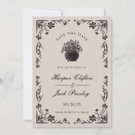 Convites Moody Black Floral Gothic Casamento Salve A Data