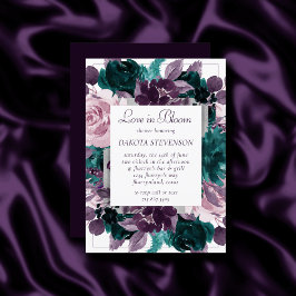 Convites Moody Boho | EggPlant Purple Teal Love in Bloom