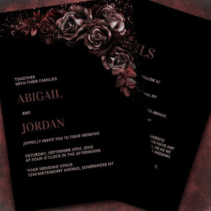 Convites Moody Chocolate Floral Tudo em Um Casamento