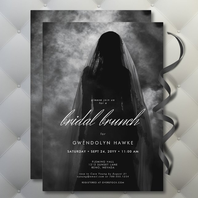 Convites Moody Dark Ghost Bride em Mist Bridal Brunch (Moody Dark Ghost Bride in Mist Bridal Brunch Invitation)