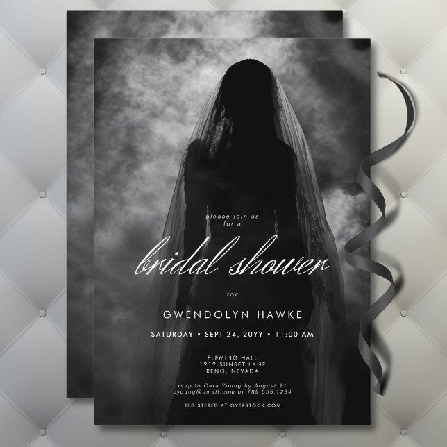 Convites Moody Dark Ghost Bride no Chá de panela da Mist (Moody Dark Ghost Bride in Mist Bridal Shower Invitation)