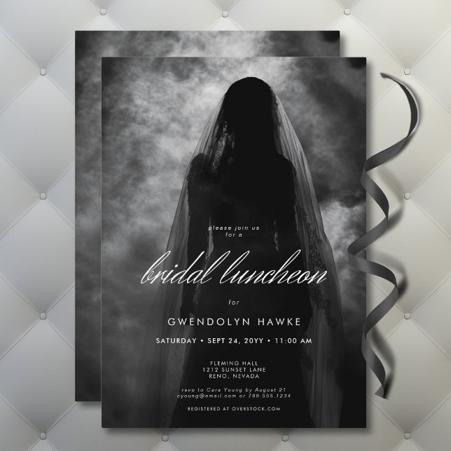 Convites Moody Dark Ghost Bride no Luncheon Mist Bridal (Moody Dark Ghost Bride in Mist Bridal Shower Invitation)