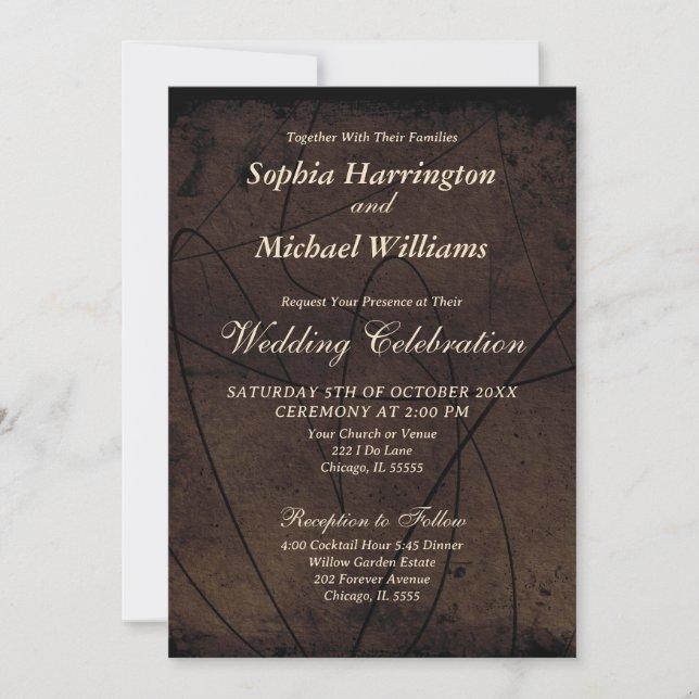 Convites Moody Elegance Weding Invitation Modelo Digital (Frente)