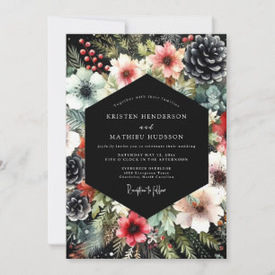 Convites Moody Evergreen Floral Wedding