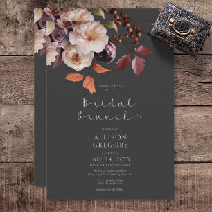 Convites Moody Fall Burgundy & Cream Peonies Bridal Brunch