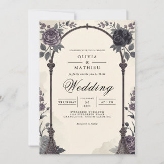 Convites Moody Floral Arch Romance Wedding
