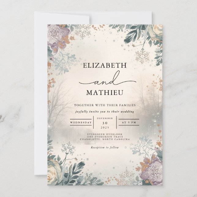 Convites Moody Floral Autumn Wedding (Frente)
