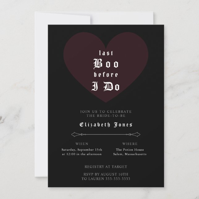 Convites Moody Gothic Bridal Shower Invitation (Frente)