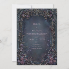 Convites Moody Indigo Gothic Rose Archway Wedding