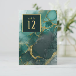 Convites Moody Ink Emerald Dourado Table Number ID988