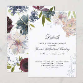 Convites Moody Jewel Tone Floral Weding Guest Information