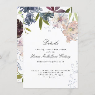 Convites Moody Jewel Tone Floral Weding Guest Information