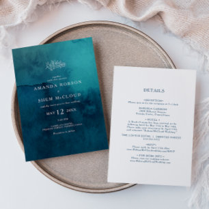 Convites Moody Ocean Watercolor Em Um Casamento